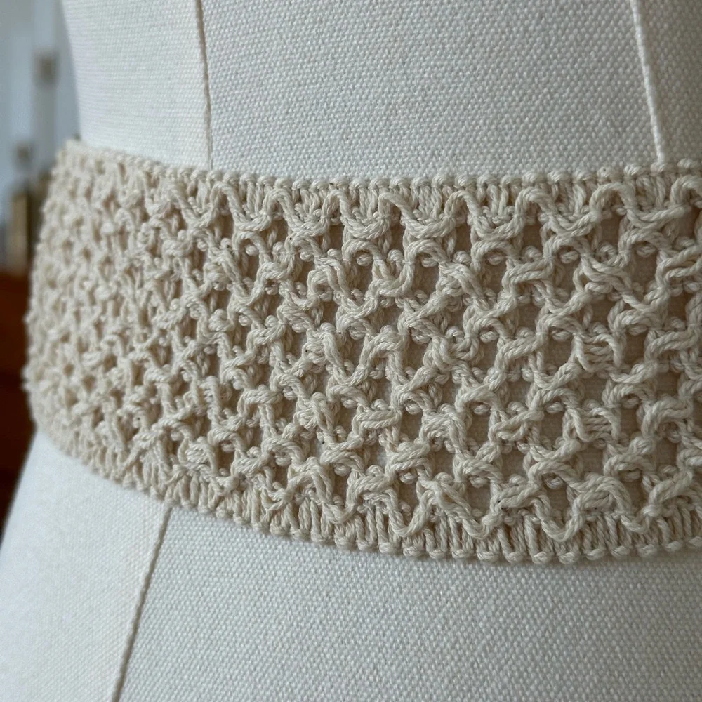 Lp brue Women’s Boho Femenine Romantic Ivory Braided/Knit Stretch Belt. М